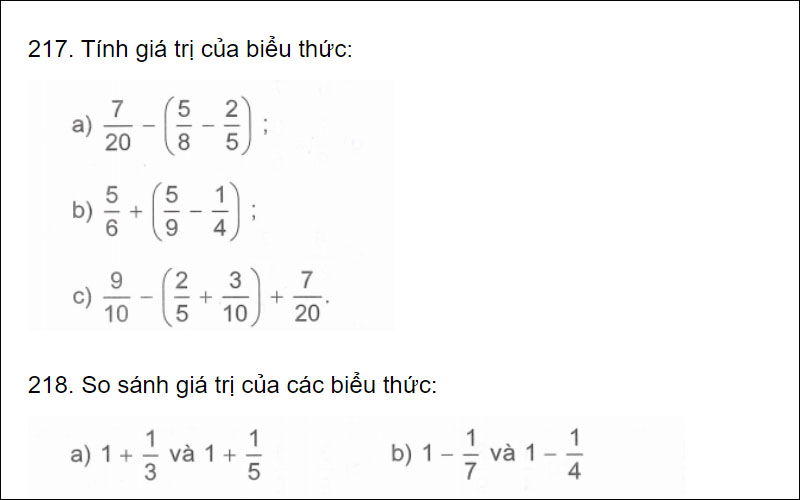 Dạng bài tập tính giá trị biểu thức và so sánh